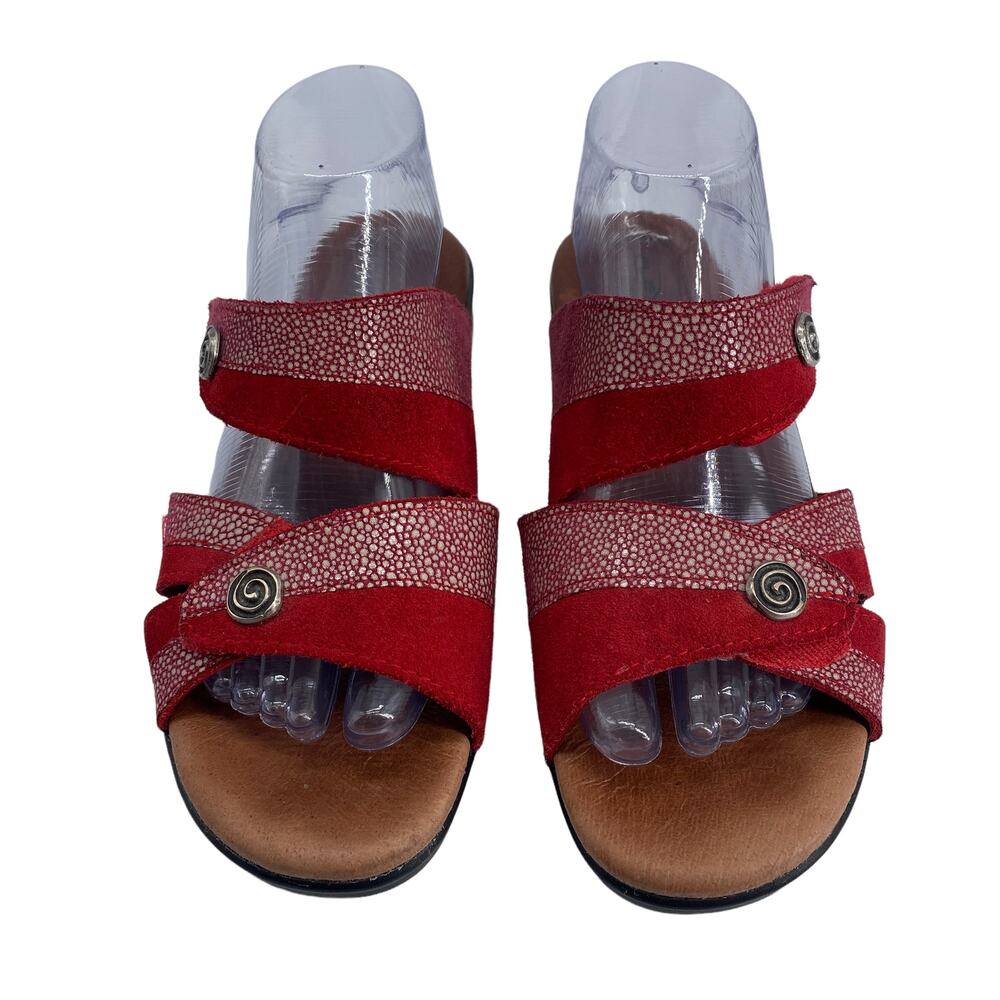 FLEXUS by Spring Step Size 40 Red Suede Italian Comfort Sandals Made in Italy